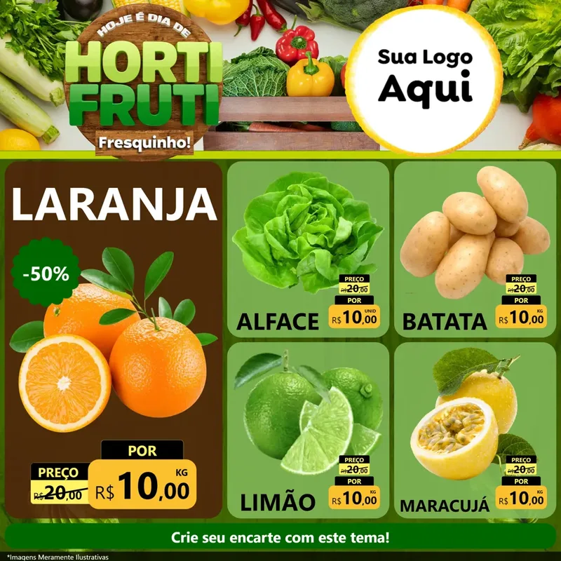 Modelo de Rede Social para Feed Facebook com o tema Hoje É Dia De Hortifruti para Hortifrúti