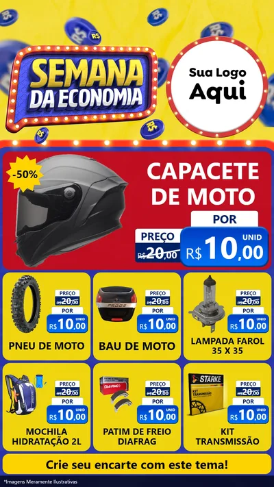 Modelo de Rede Social para Stories com o tema Semana da Economia para Moto peças