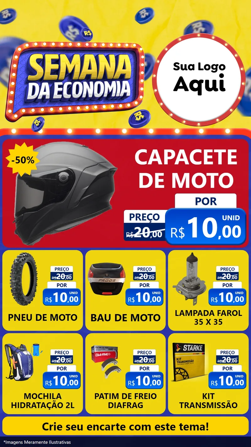 Modelo de Rede Social para Stories com o tema Semana da Economia para Moto peças