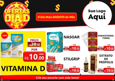 Modelo de Encarte para Encarte A4 Horizontal com o tema Dia D para Farmácia