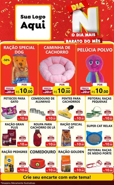 Modelo de Encarte para Encarte Grande com o tema Dia N o Dia Mais Barato do Mês para Pet Shop