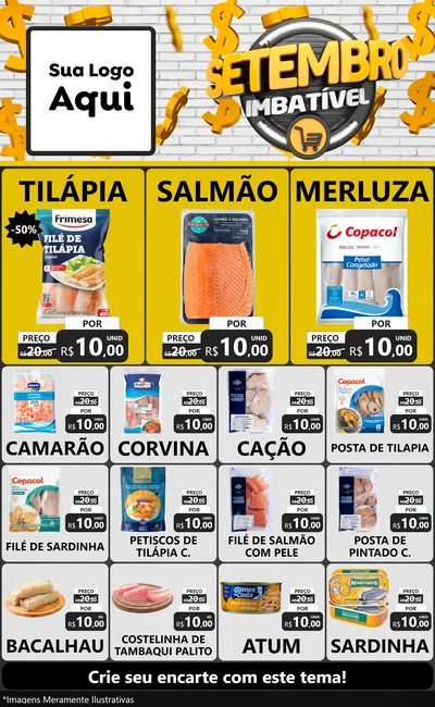 Modelo de Encarte para Encarte Grande com o tema Setembro Imbatível para Peixaria