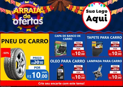 Modelo de Encarte para Encarte A4 Horizontal com o tema Arraiá de Ofertas para Auto peças