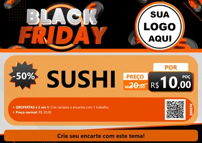 Modelo de Cartaz para Cartaz A4 Horizontal com o tema Black Friday para Comida japonesa