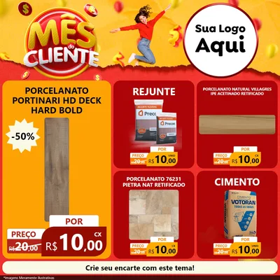 Modelo de Rede Social para Feed Facebook com o tema Mês do Cliente para Pisos e revestimentos