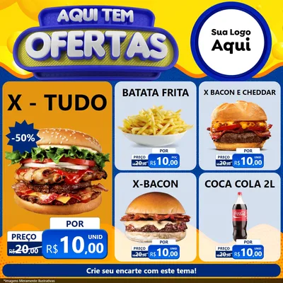 Modelo de Rede Social para Feed Facebook com o tema Aqui Tem Ofertas para Hamburgueria