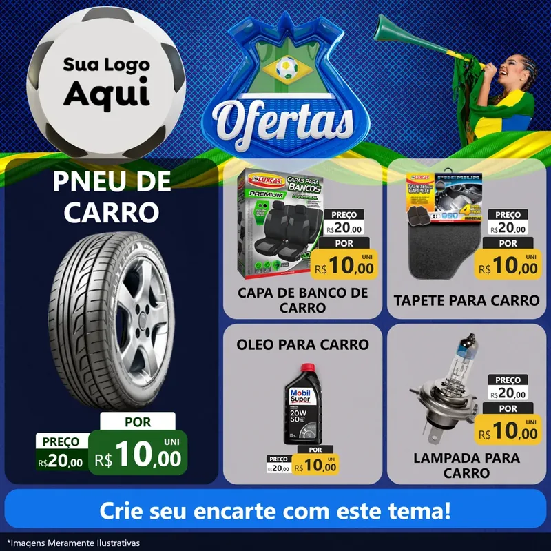Modelo de Rede Social para Feed Facebook com o tema Ofertas (Futebol) para Auto peças