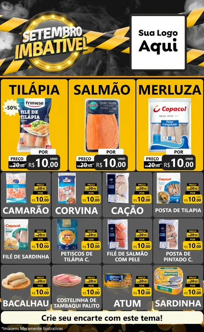 Modelo de Encarte para Encarte Grande com o tema Setembro Imbatível para Peixaria