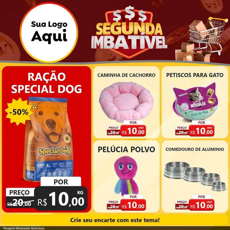 Modelo de Rede Social para Feed Facebook com o tema Segunda Imbatível para Pet Shop