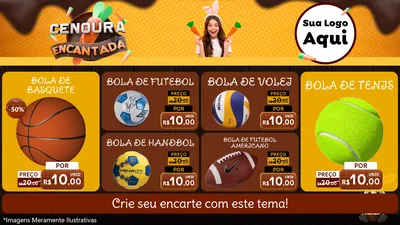 Modelo de TV para TV Horizontal com o tema Cenoura Encantada - Páscoa para Artigos Esportivos