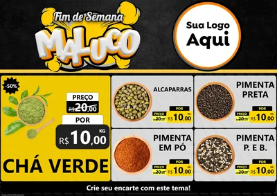 Modelo de Encarte para Encarte A4 Horizontal com o tema Fim de Semana Maluco para Produtos Naturais