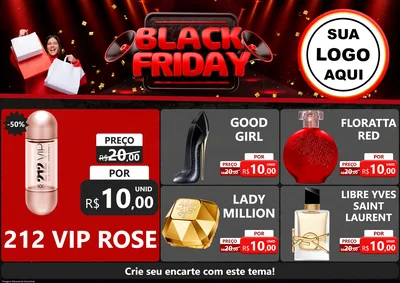 Modelo de Encarte para Encarte A4 Horizontal com o tema Black Friday para Perfumes