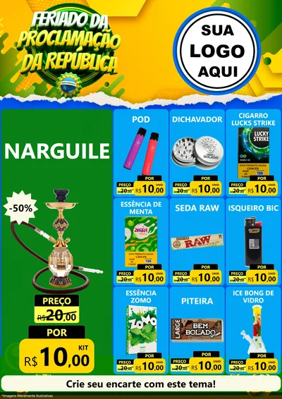 Modelo de Encarte para Encarte A4 Vertical com o tema Feriado da Proclamação da República para Tabacaria