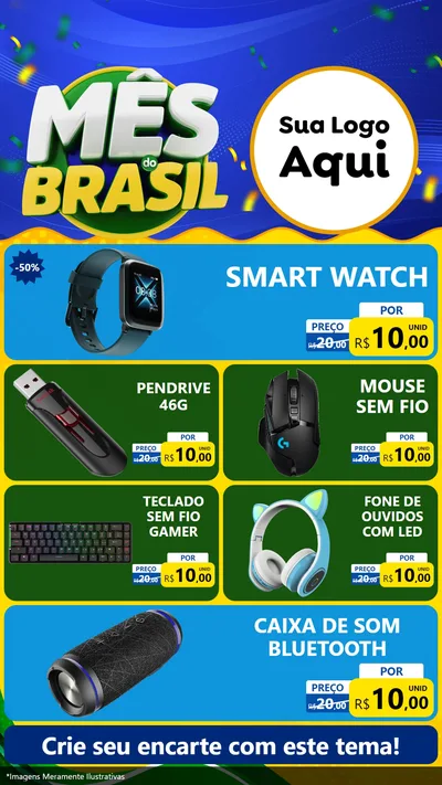 Modelo de TV para TV Vertical com o tema Mês do Brasil para Informática