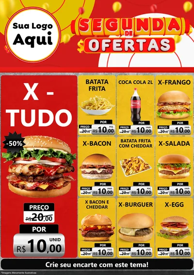 Modelo de Encarte para Encarte A4 Vertical com o tema Segunda de Ofertas para Hamburgueria