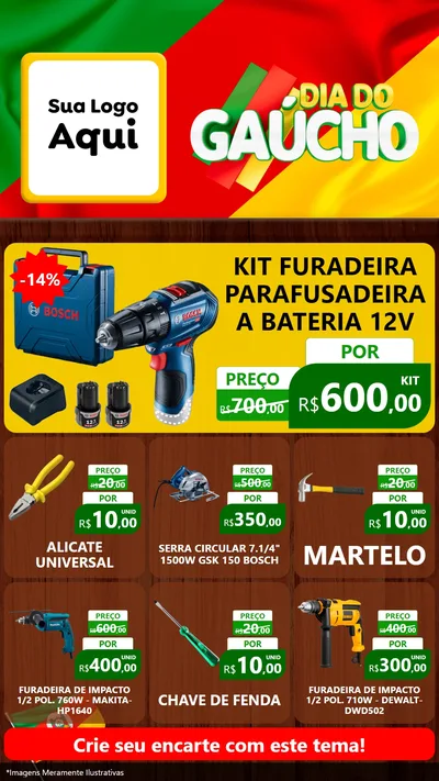 Modelo de Rede Social para Stories com o tema Dia do Gaúcho para Maquinas e Ferramentas