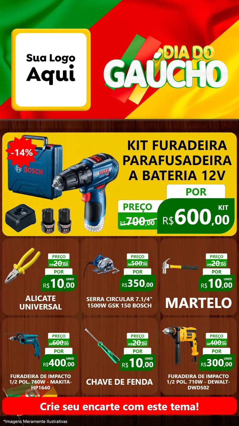 Modelo de Rede Social para Stories com o tema Dia do Gaúcho para Maquinas e Ferramentas