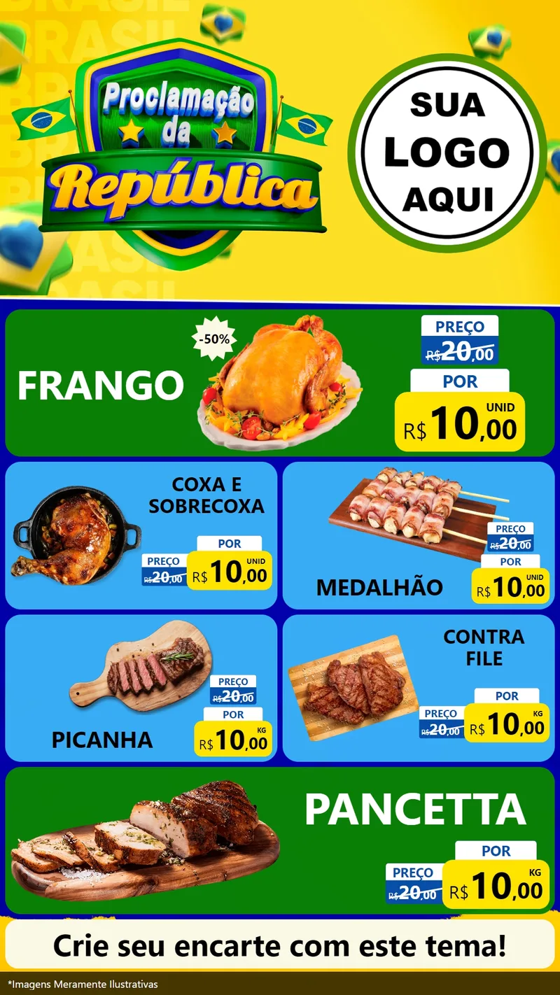 Modelo de TV para TV Vertical com o tema Proclamação da República para Assados