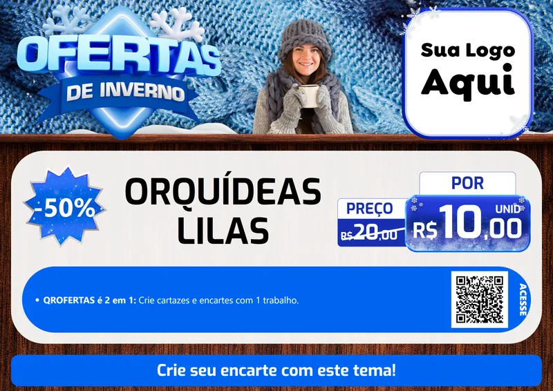 Modelo de Cartaz para Cartaz A4 Horizontal com o tema Ofertas de Inverno para Floricultura e jardim