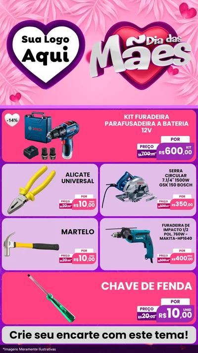 Modelo de TV para TV Vertical com o tema Dia das Mães para Maquinas e Ferramentas