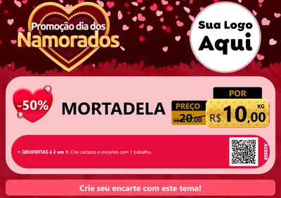 Modelo de Cartaz para Cartaz A4 Horizontal com o tema Promoção Dia Dos Namorados para Frios e Laticínios