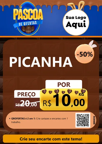 Modelo de Cartaz para Cartaz A4 Vertical com o tema Páscoa de Ofertas para Açougue