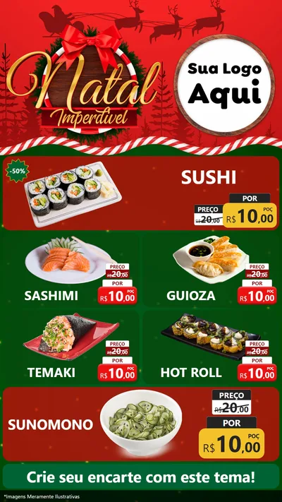 Modelo de TV para TV Vertical com o tema Natal Imperdível para Comida japonesa