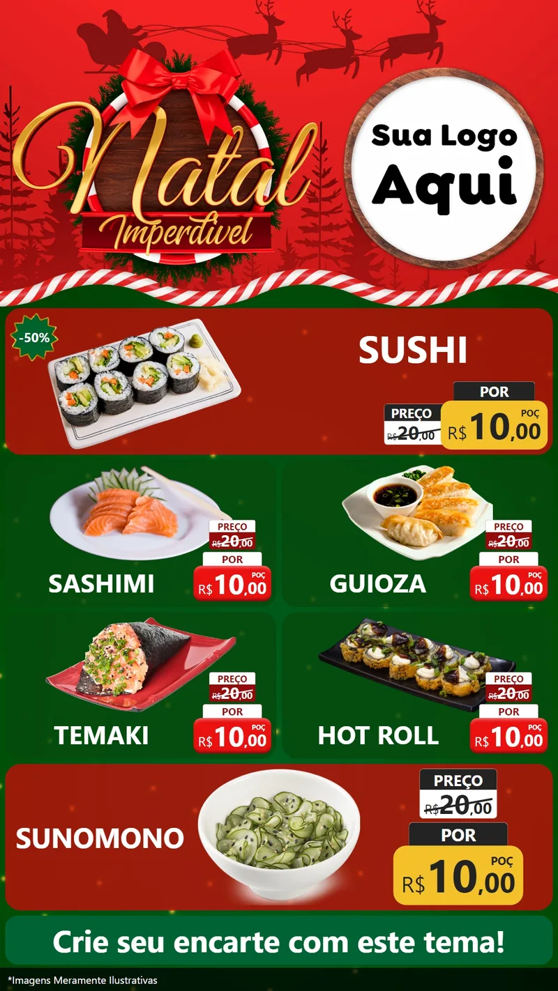 Modelo de TV para TV Vertical com o tema Natal Imperdível para Comida japonesa