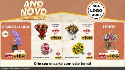 Modelo de TV para TV Horizontal com o tema Ano Novo Com Economia para Floricultura e jardim