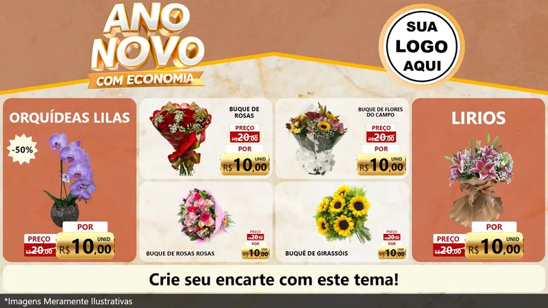 Modelo de TV para TV Horizontal com o tema Ano Novo Com Economia para Floricultura e jardim