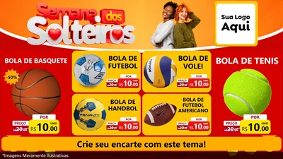 Modelo de TV para TV Horizontal com o tema Semana dos Solteiros para Artigos Esportivos
