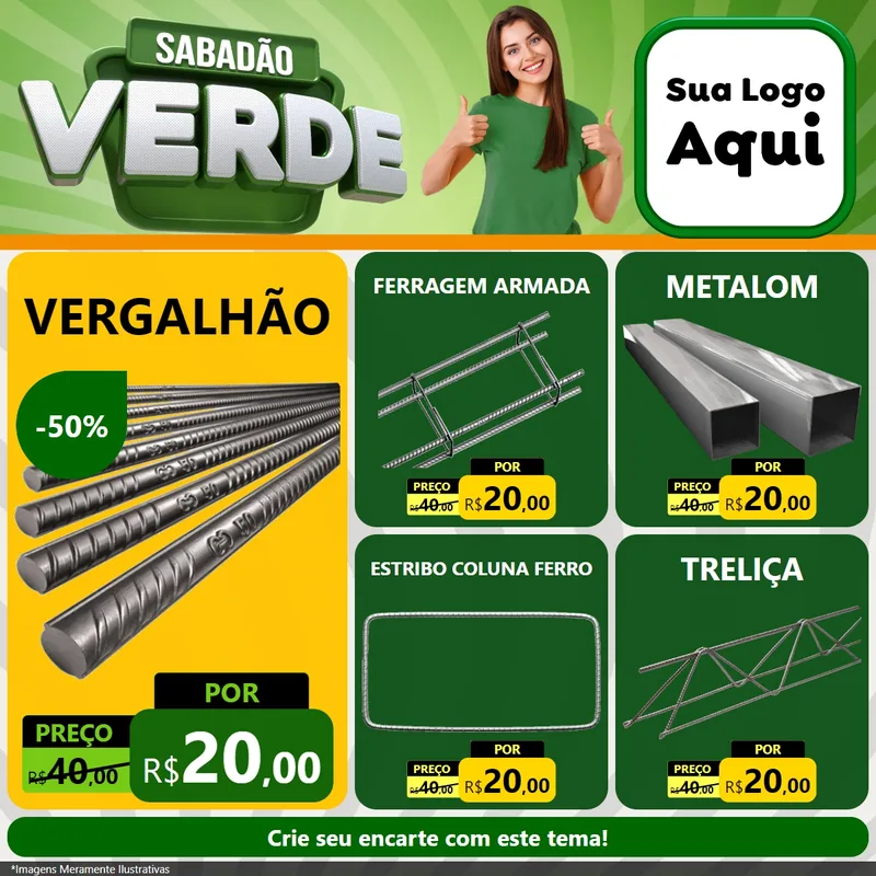 Modelo de Rede Social para Feed Facebook com o tema Sabadão Verde para Ferragens