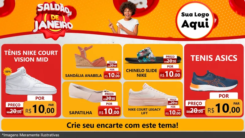 Modelo de TV para TV Horizontal com o tema Saldão de Janeiro para Calçados