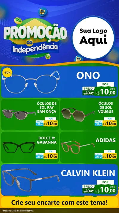 Modelo de TV para TV Vertical com o tema Promoção da Independência para Óticas