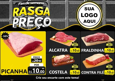 Modelo de Encarte para Encarte A4 Horizontal com o tema Fim de Semana Rasga Preço para Açougue