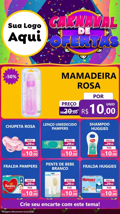 Modelo de Rede Social para Stories com o tema Carnaval de Ofertas para Bebês
