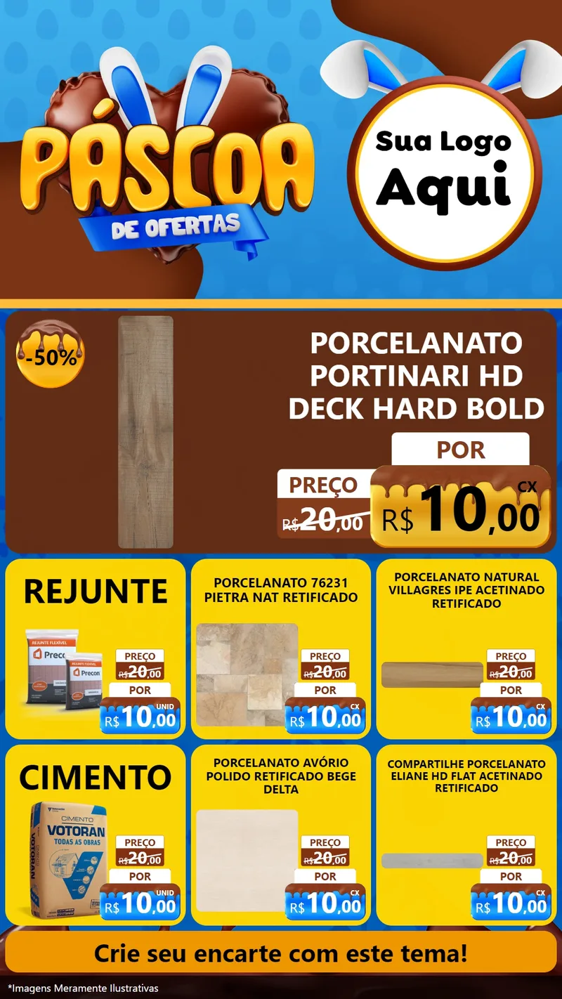 Modelo de Rede Social para Stories com o tema Páscoa de Ofertas para Pisos e revestimentos