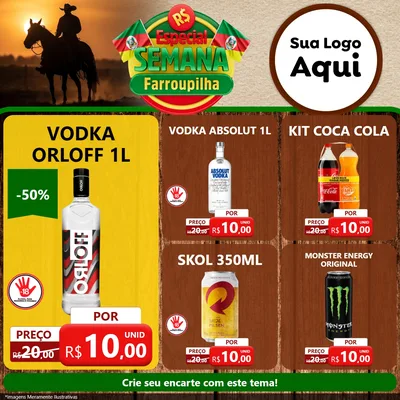 Modelo de Rede Social para Feed Facebook com o tema Especial Semana Farroupilha para Distribuidora de bebidas