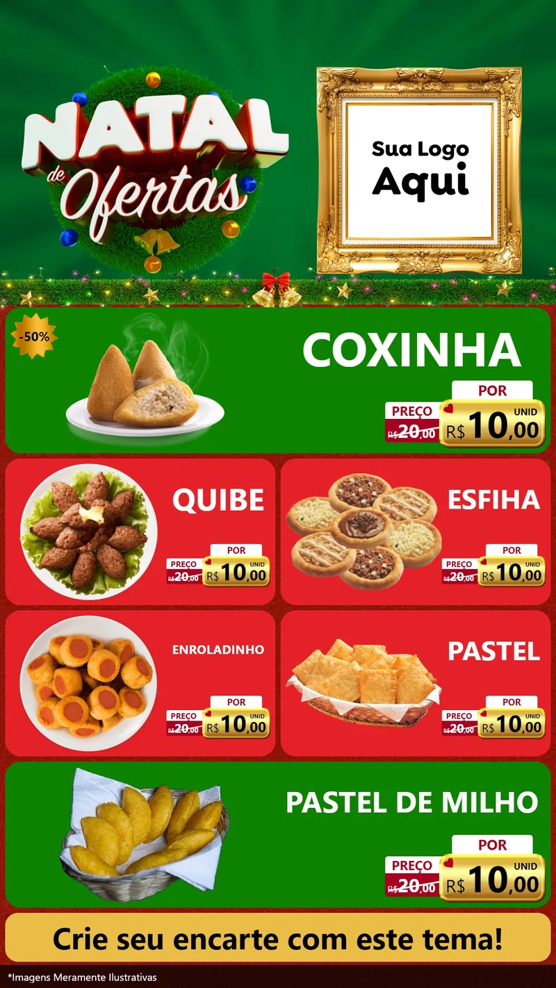Modelo de TV para TV Vertical com o tema Natal de Ofertas para Salgadaria