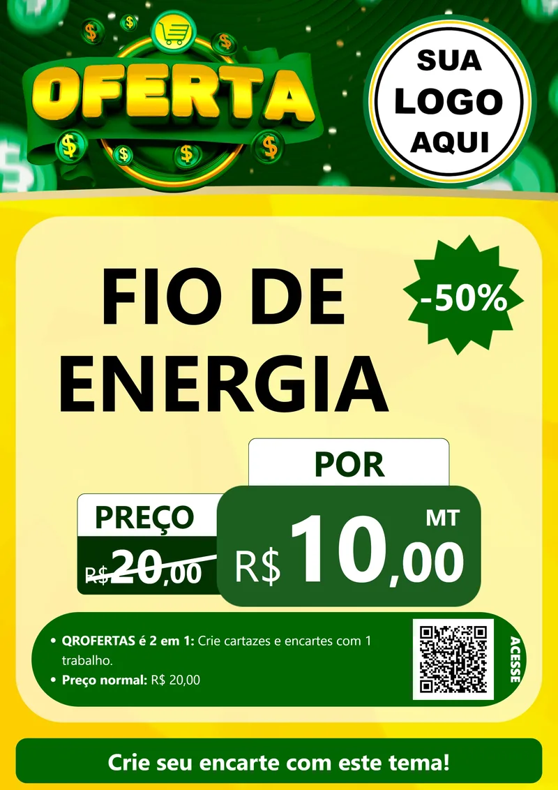 Modelo de Cartaz para Cartaz A4 Vertical com o tema Oferta para Materiais Elétricos