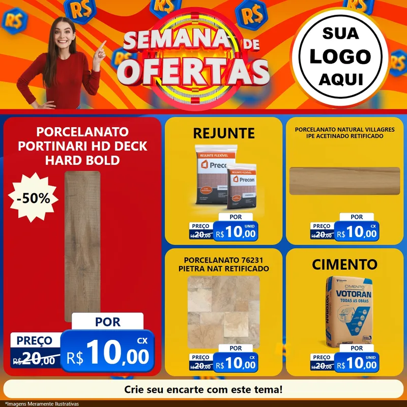 Modelo de Rede Social para Feed Facebook com o tema Semana de Ofertas para Pisos e revestimentos