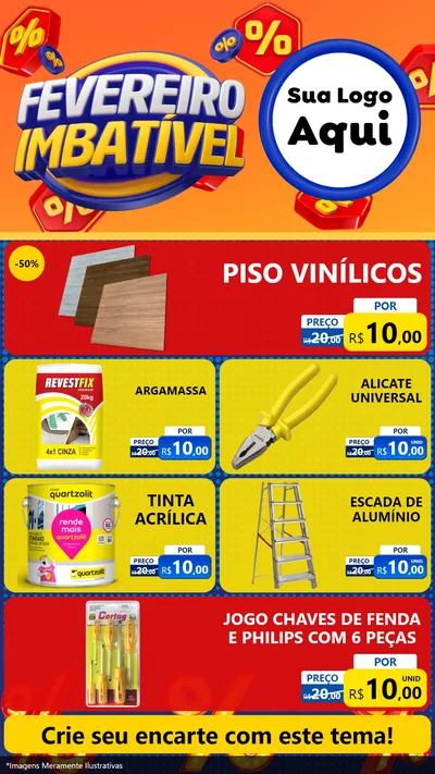 Modelo de TV para TV Vertical com o tema Fevereiro Imbatível para Material para Construção