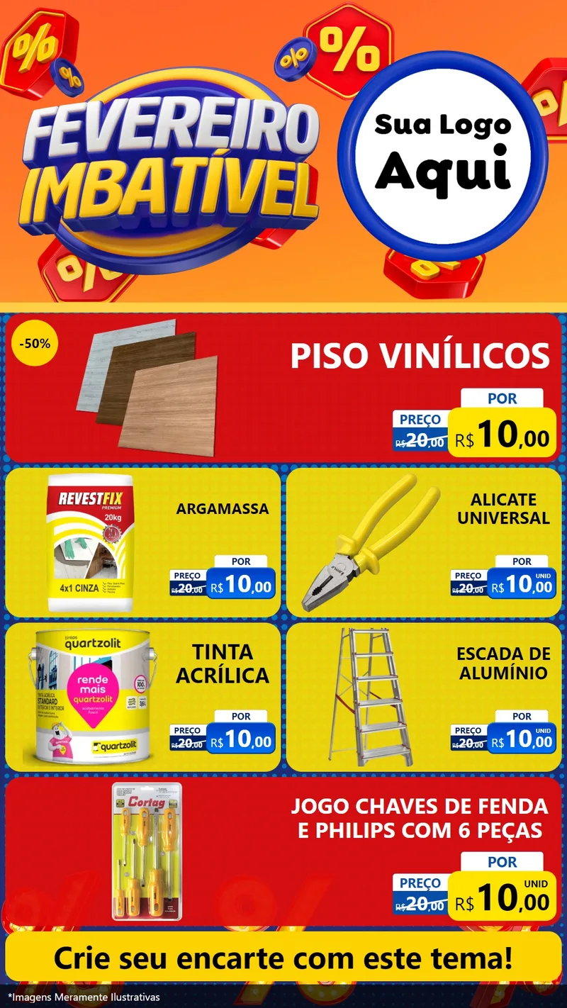 Modelo de TV para TV Vertical com o tema Fevereiro Imbatível para Material para Construção