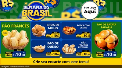 Modelo de TV para TV Horizontal com o tema Semana Do Brasil para Padaria