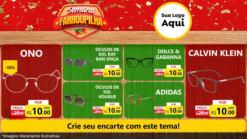 Modelo de TV para TV Horizontal com o tema Semana Farroupilha para Óticas