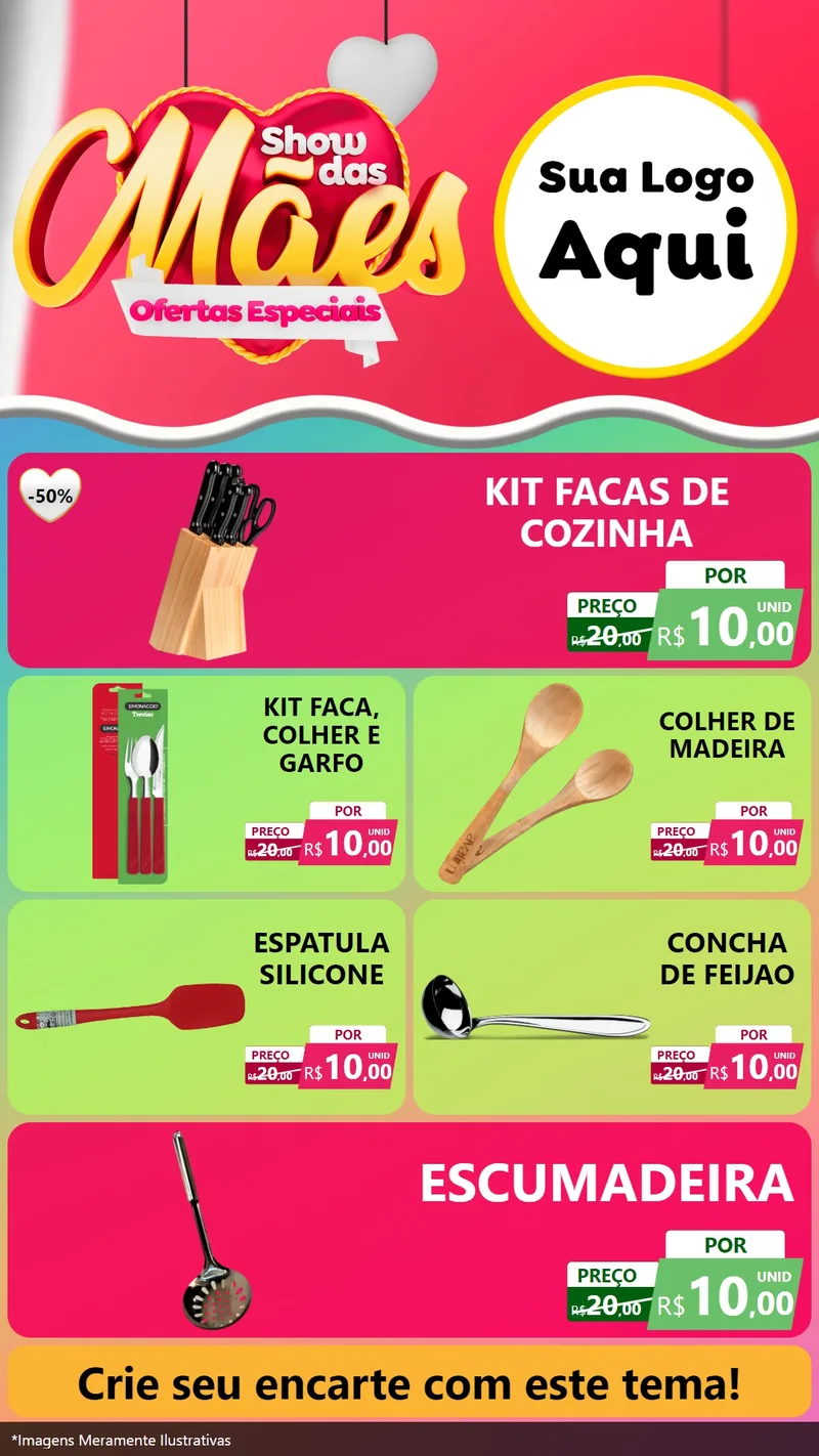 Modelo de TV para TV Vertical com o tema Show das Mães - Ofertas Especiais para Utilidades Domésticas