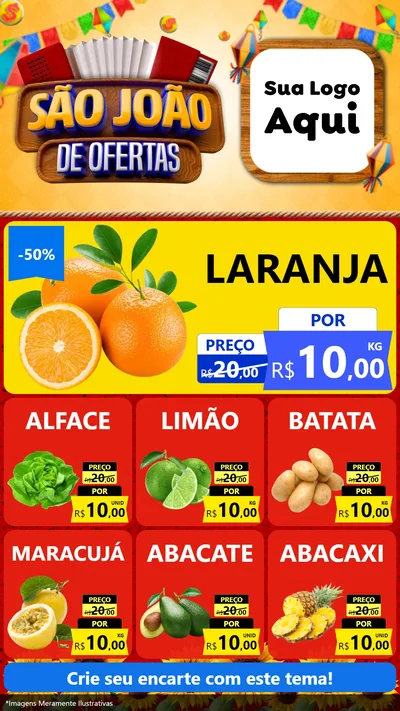 Modelo de Rede Social para Stories com o tema São João de Ofertas para Hortifrúti