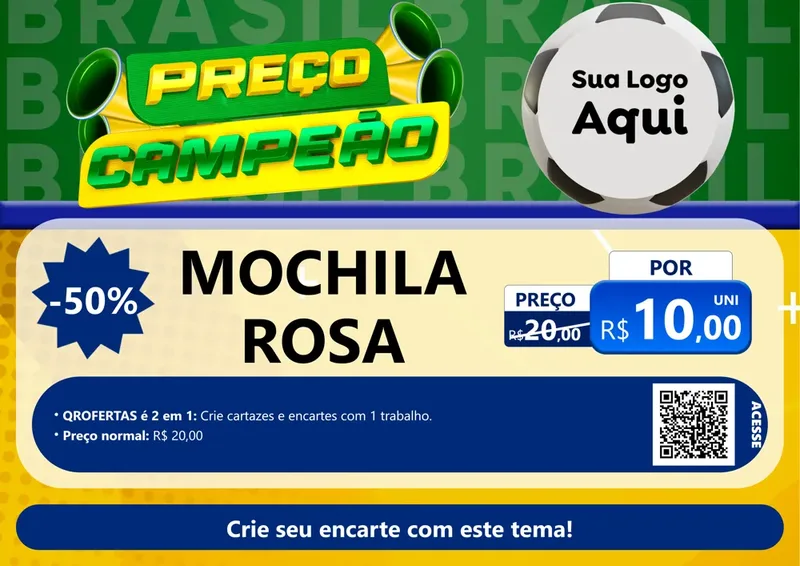 Modelo de Cartaz para Cartaz A4 Horizontal com o tema Preço Campeão - Copa para Papelaria