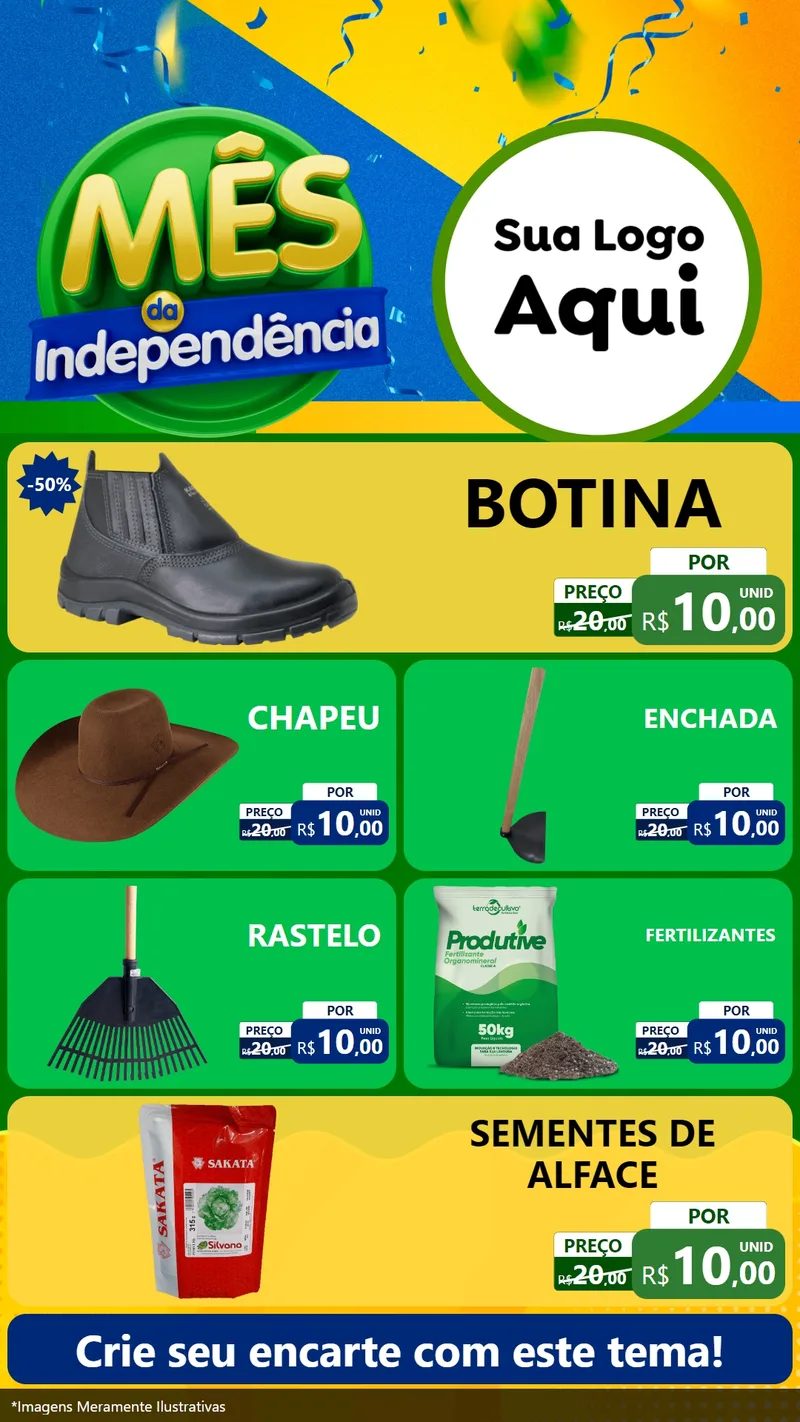Modelo de TV para TV Vertical com o tema Mês da Independência para Agropecuária