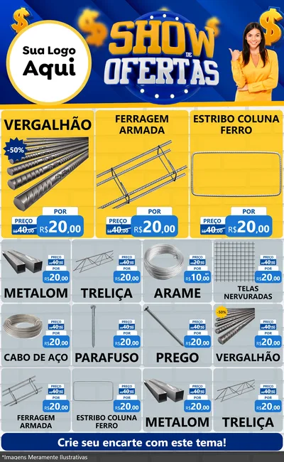 Modelo de Encarte para Encarte Grande com o tema Show de Ofertas para Ferragens